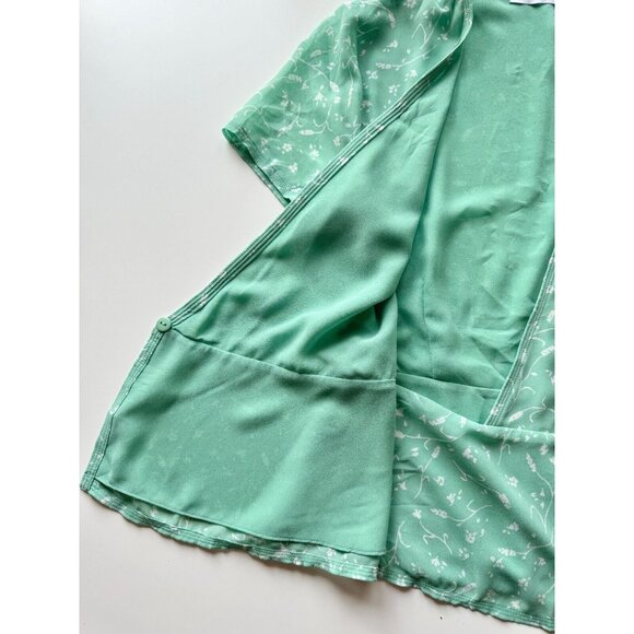 SAMSOE SAMSOE Klea Green Floral Crepe Short Sleeve Wrap Blouse, Size S - Picture 12 of 16
